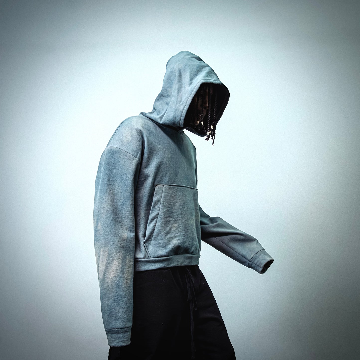 SLATE BLUE SHOULDER PAD HOODIE