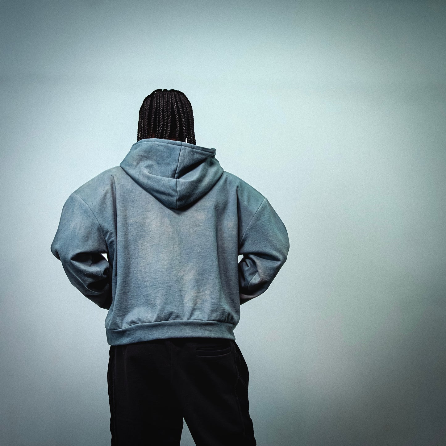 SLATE BLUE SHOULDER PAD HOODIE